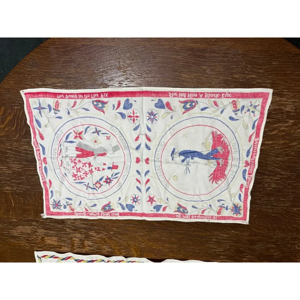 2 Kitchen Tea Towel Vintage‎ Colorful Boughten Old Time Family Story 17x27